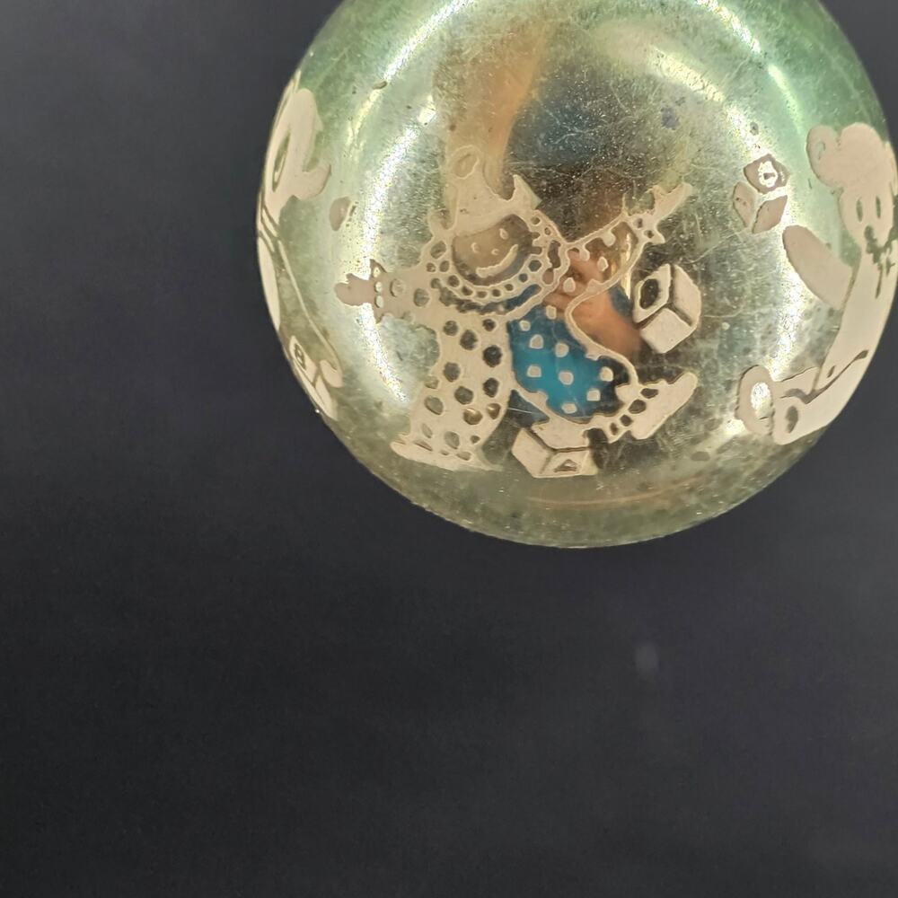 SHINY BRITE Ornament White Stencil Dog Clown Boy Christmas Gold Mercury Glass